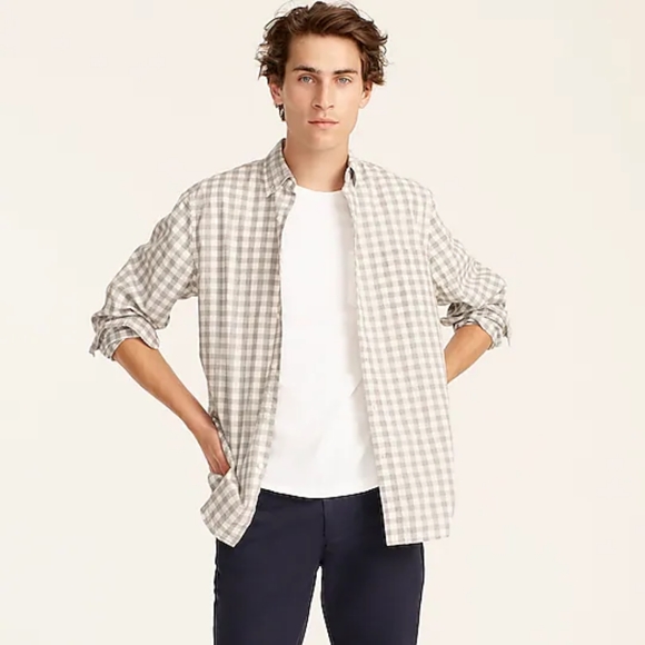 J CREW Organic Cotton Secret Wash Button Down Shirt in Vintage Dove Gin… - Picture 1 of 4
